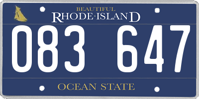 RI license plate 083647