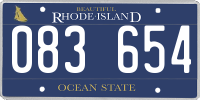 RI license plate 083654