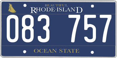 RI license plate 083757