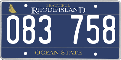 RI license plate 083758