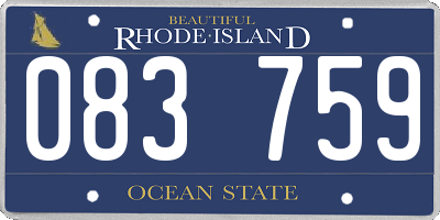 RI license plate 083759
