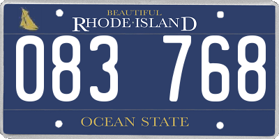 RI license plate 083768