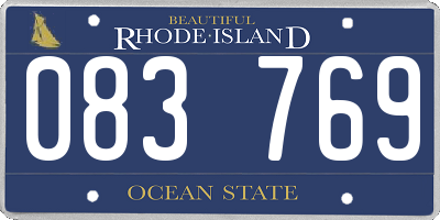 RI license plate 083769
