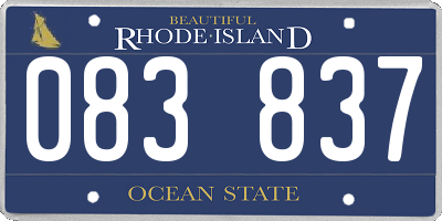 RI license plate 083837