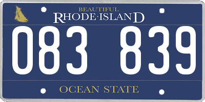 RI license plate 083839