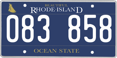 RI license plate 083858