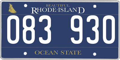 RI license plate 083930