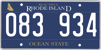 RI license plate 083934