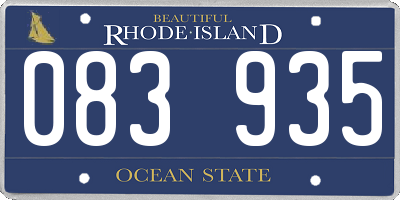 RI license plate 083935