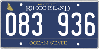 RI license plate 083936