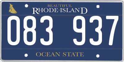 RI license plate 083937
