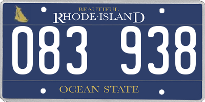 RI license plate 083938