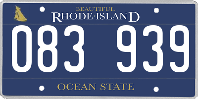 RI license plate 083939