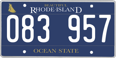 RI license plate 083957