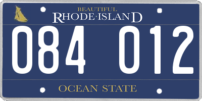RI license plate 084012