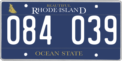 RI license plate 084039