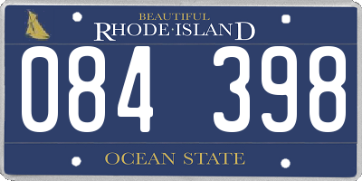 RI license plate 084398