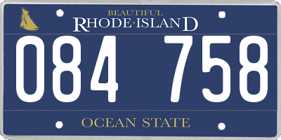 RI license plate 084758