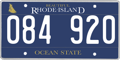 RI license plate 084920