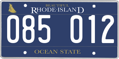 RI license plate 085012