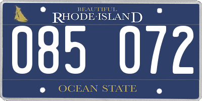 RI license plate 085072