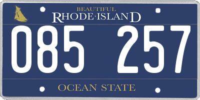 RI license plate 085257