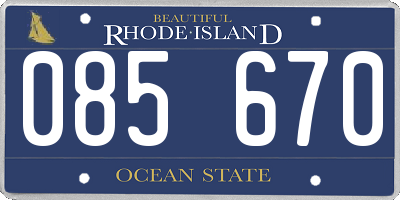 RI license plate 085670