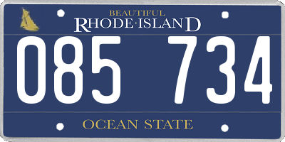 RI license plate 085734