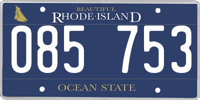 RI license plate 085753