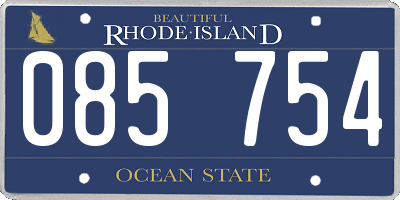 RI license plate 085754