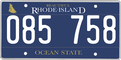 RI license plate 085758