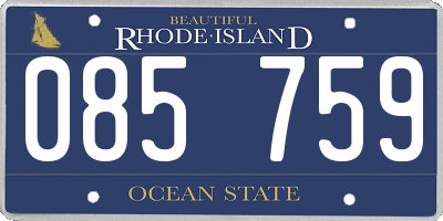 RI license plate 085759