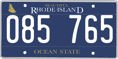 RI license plate 085765