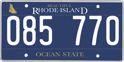 RI license plate 085770