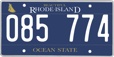 RI license plate 085774