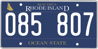 RI license plate 085807