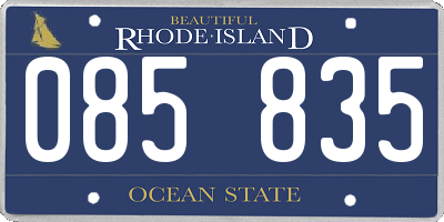 RI license plate 085835