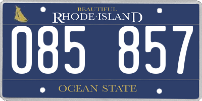 RI license plate 085857