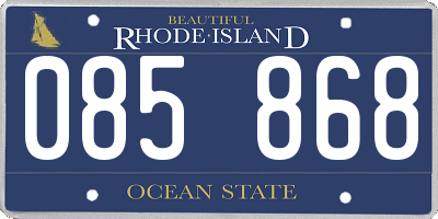 RI license plate 085868
