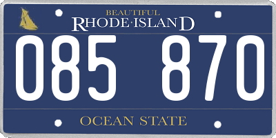 RI license plate 085870