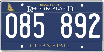 RI license plate 085892