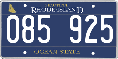 RI license plate 085925
