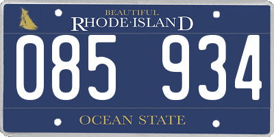 RI license plate 085934