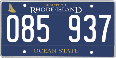 RI license plate 085937
