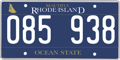 RI license plate 085938