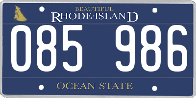 RI license plate 085986