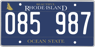 RI license plate 085987