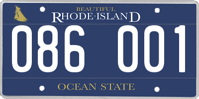 RI license plate 086001