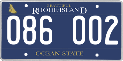 RI license plate 086002