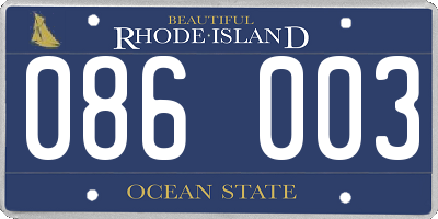 RI license plate 086003